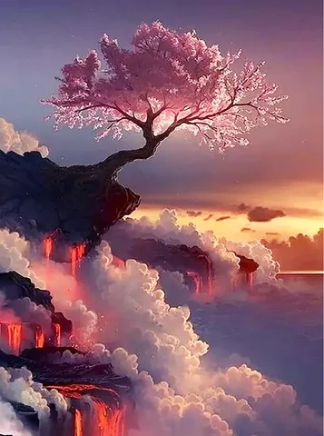 Novo DIY 5D Diamond Pintura Lua Tree Full redonda Paisagem Paisagem Flor Diamante Bordado Arte Retro para Decoração de Casa