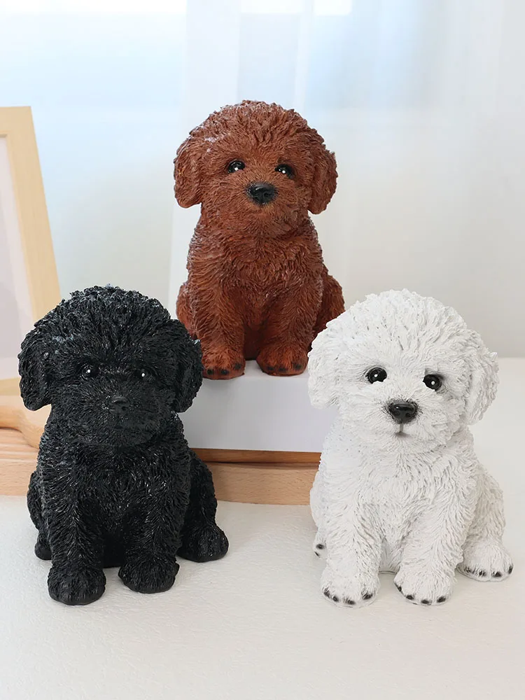 

Creative Animal Resin Puppy Dog Teddy Statues Baby Room Home Decoration Artificial Dog Sculpture