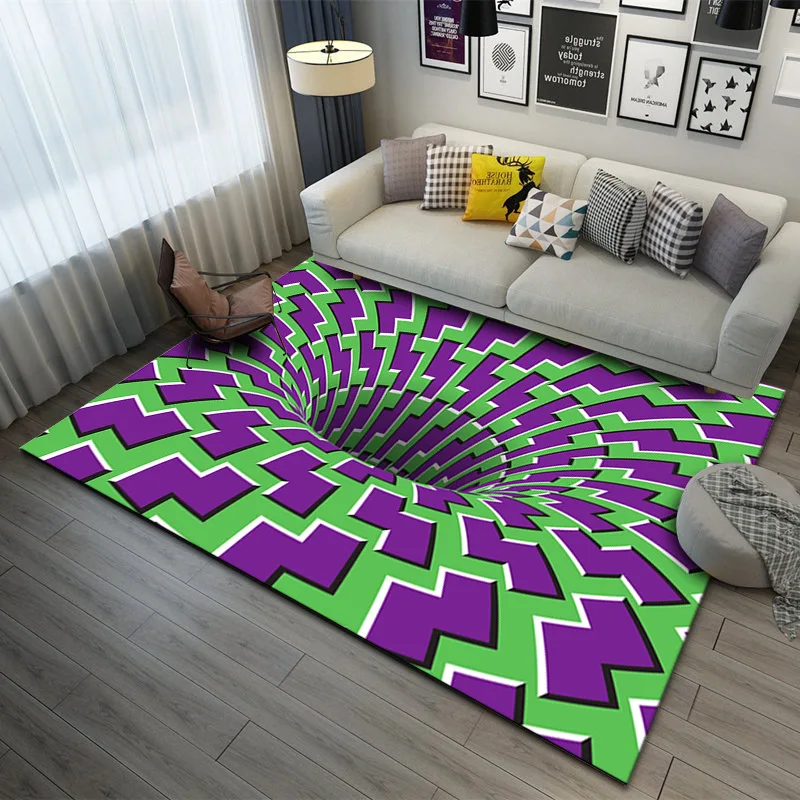 

Carpet Visual Swirl Black and White Geometric Streamline Printed Rug Suitable for Modern Style Living Room Art Gallery Gallery