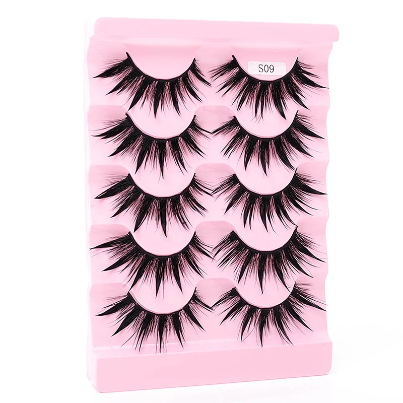 

5Pairs Natural 3D Dramatic Fairy Clusters Manga Lashes Fake Eyelashes Wet Look Cosplay Lashes