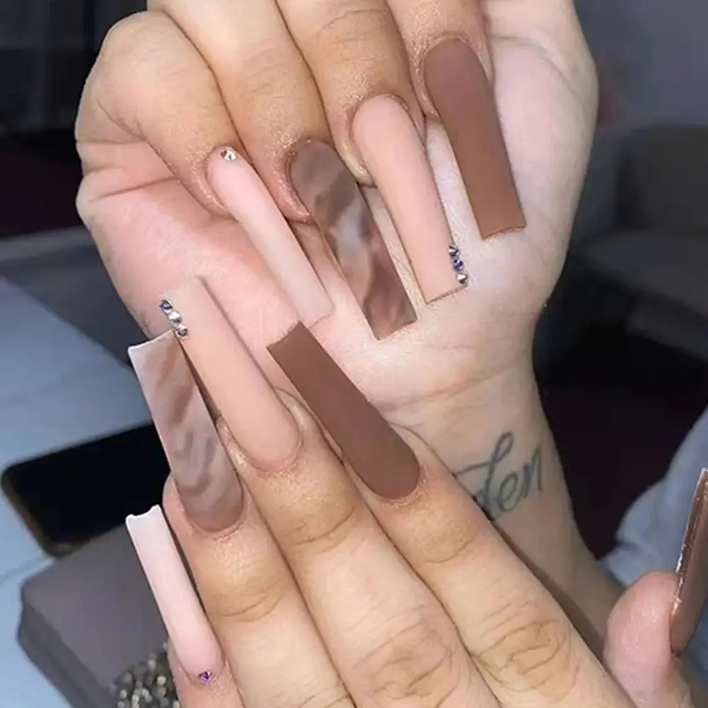 

24pcs Detachable Almond Long Nails French Fake Nails Long False Nail Full Cover