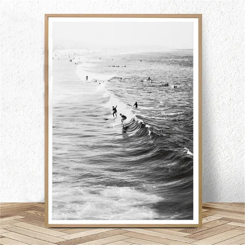 Картина для серфинга в стиле бохо, черно-белая
