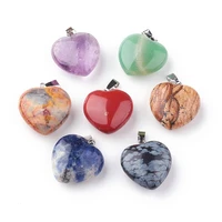 50pcslot natural gemstone pendants with platinum tone alloy findings heart 2223x2021x910mm hole 2 5x5 5mm