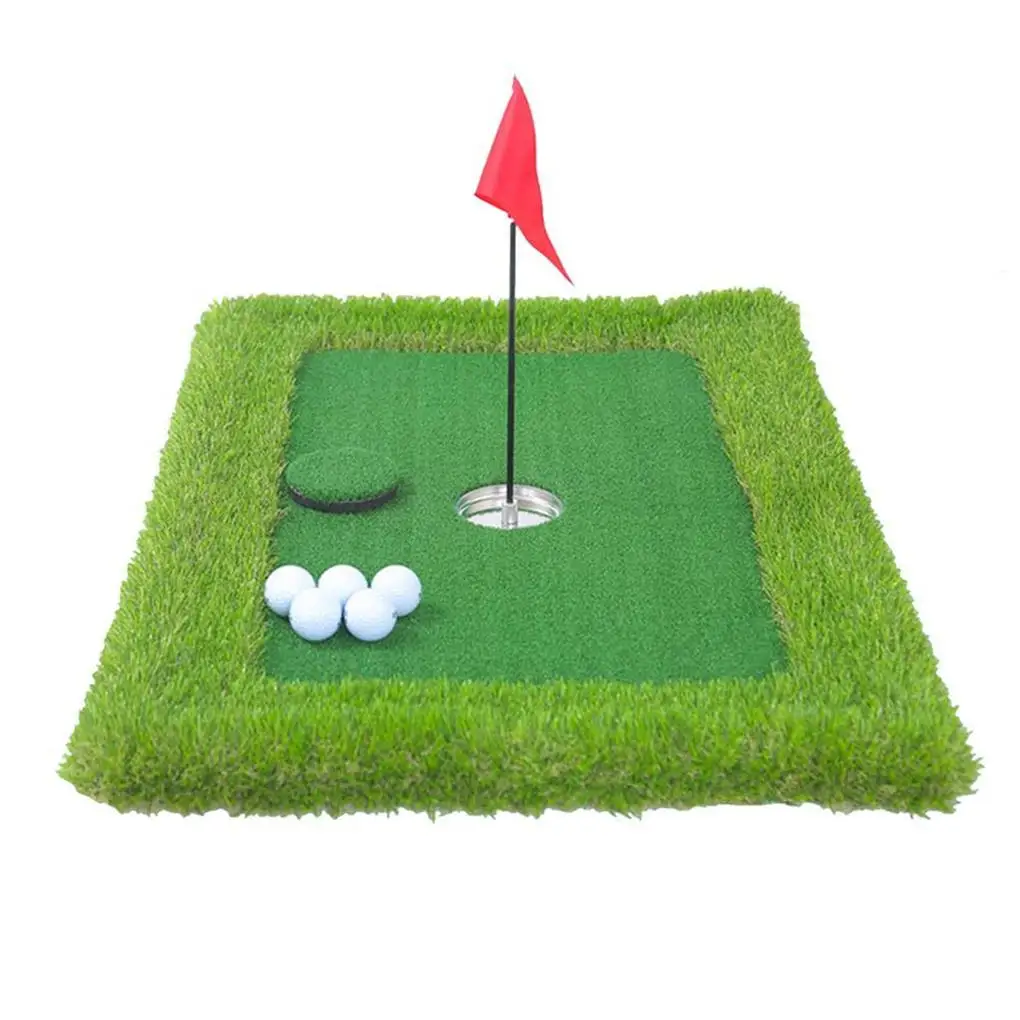 

Floatable Green Golf Mat Flag Turf Cushion Game Set Greens Golfing Training Pad with Accessories Putting for Underwater