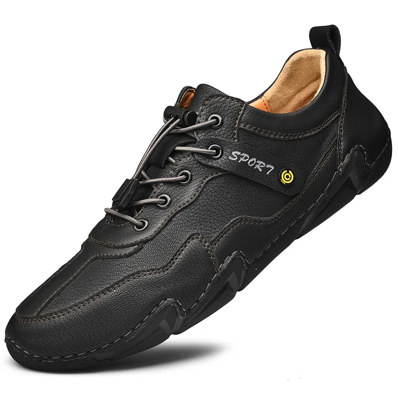 

Hand-made Men Shoes Split Leather Casual Shoes Hook & Loop Men Loafers Shoes Footwear Fashion Sneakers Men Shoes 2022 New