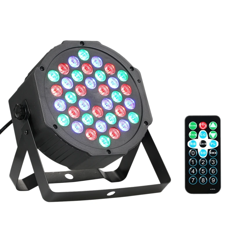 

Сценическое освещение, 36 светодиодов, пульт дистанционного управления и Dmx, 1 Вт, RGB-управление, подходит для свадьбы, бара Вечерние