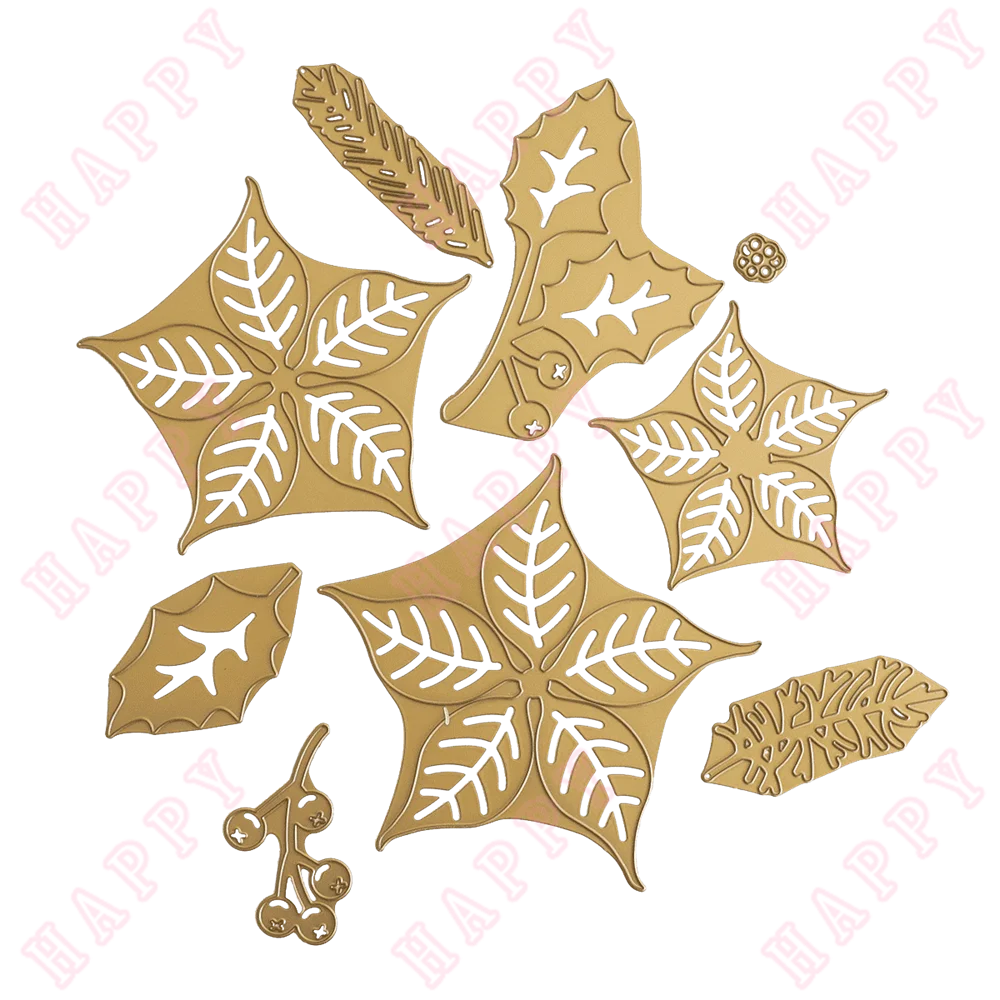 

Christmas Botanical Dies Metal Cutting Scrapbook Diary Paper Crafts Making Album Decoration Diy Greeting Card Handmade 2022 New