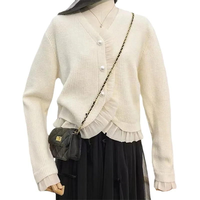 Женский Тонкий кашемировый кардиган с V-образным вырезом однобортный Свободный