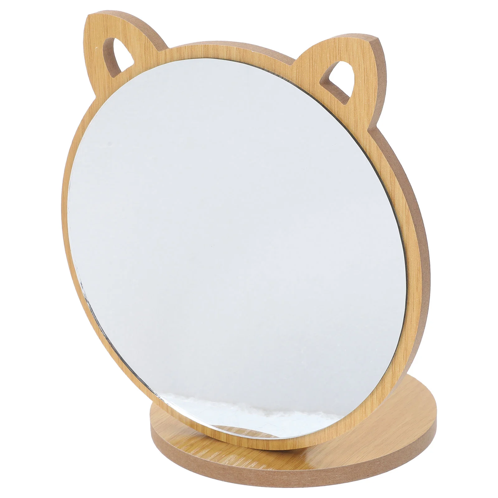 

Mirrors Desktop Makeup Mirror Vanity Wooden Tabletop Wood Cartoon Cat Foldable Travel Portable