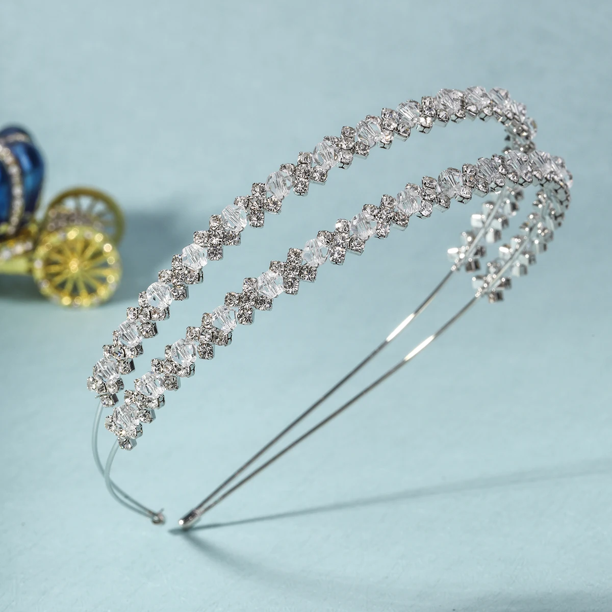 Роскошный свадебный головной убор со стразами Mori простые двухслойные головные