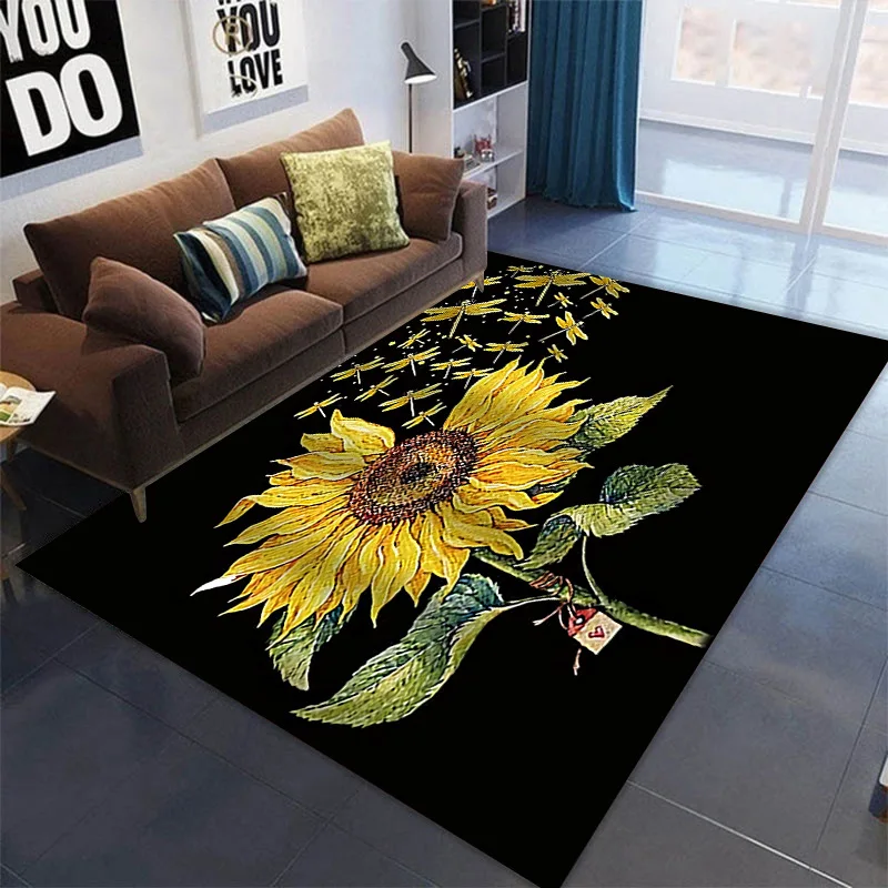 

Creative Sunflower 3D Printed Carpets Living Room Large Area Rugs Bedroom Bedside Sofa Home Decoration Washable Floor Lounge Mat