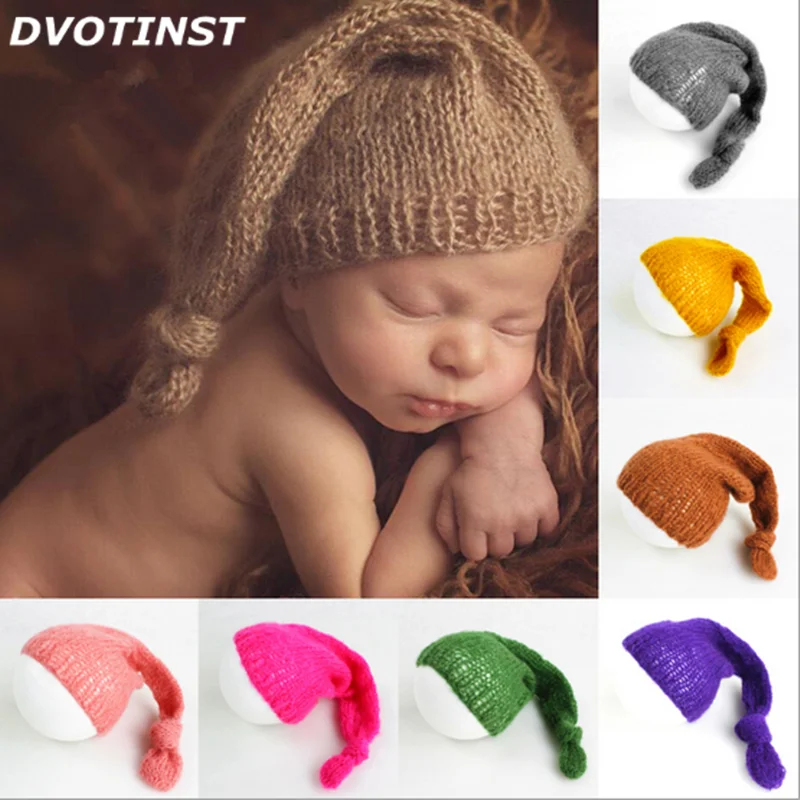 

Dvotinst Newborn Baby Photography Props Crochet Knit Mohair Hat Fotografia 16 Colors Infant Studio Shooting Photo Shower Gift