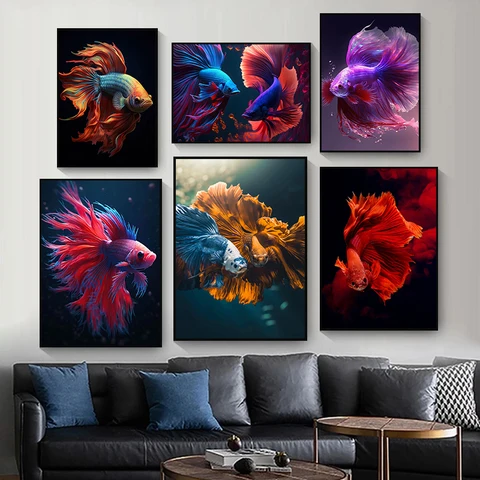 Abstract Marine Creatures Постер на холсте
