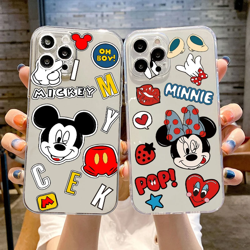 

Mickey Minnie Mouse Disney For iPhone 13 12 11 Pro Max 13 12 Mini 6 6S 7 8 Plus SE2 X XR XS Max Clear Phone Case Shockproof