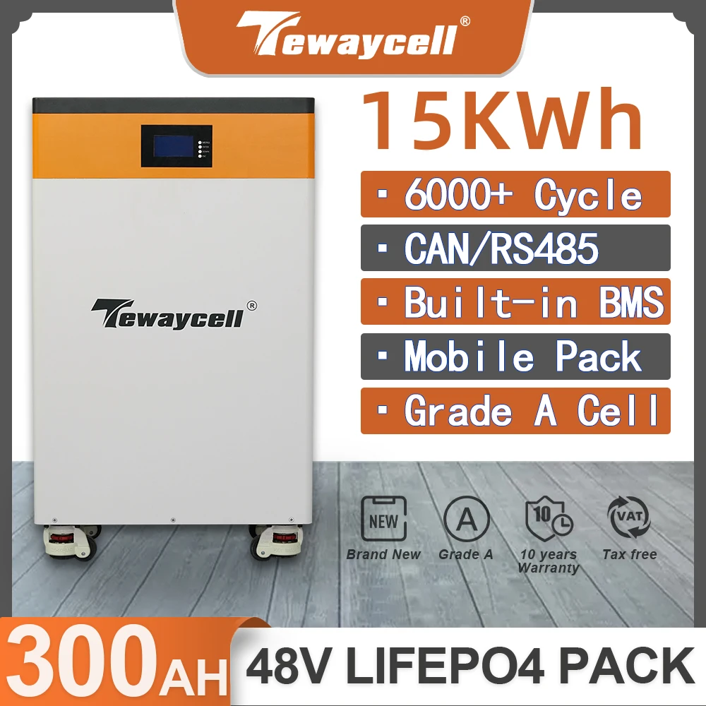 Фото Аккумуляторная батарея LiFePO4, 48 В, 6000 Ач, мощность 15 кВтч, цикл, литий-железо-фосфат, Встроенный BMS А, может быть отслежен RS485, не облагается пошл... №1