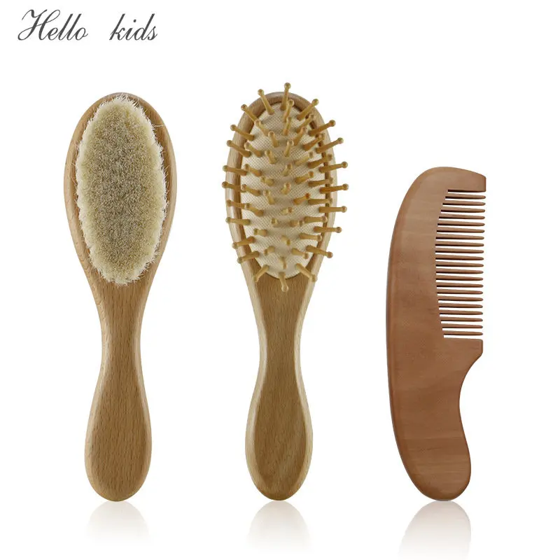 

Детская деревянная расческа из натуральной шерсти для новорожденных, расческа для волос для новорожденных, массажер для головы для младенцев, портативная детская расческа для волос, расческа для ванны