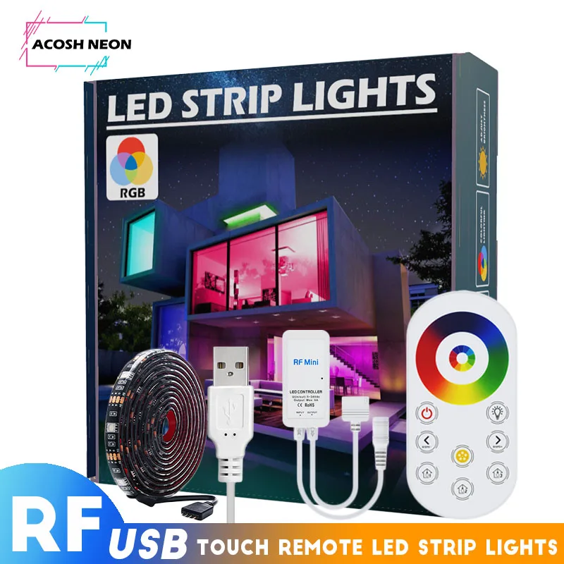 USB LED TV Backlights, RGB LED Strip Lights, 1M/3.3ft USB Powered Lighting Kits, Color Changing LED Tape with RF Touch Remote