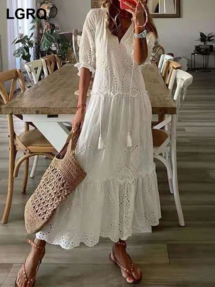 

Женское платье с принтом, V-образным вырезом и рукавом-бабочкой