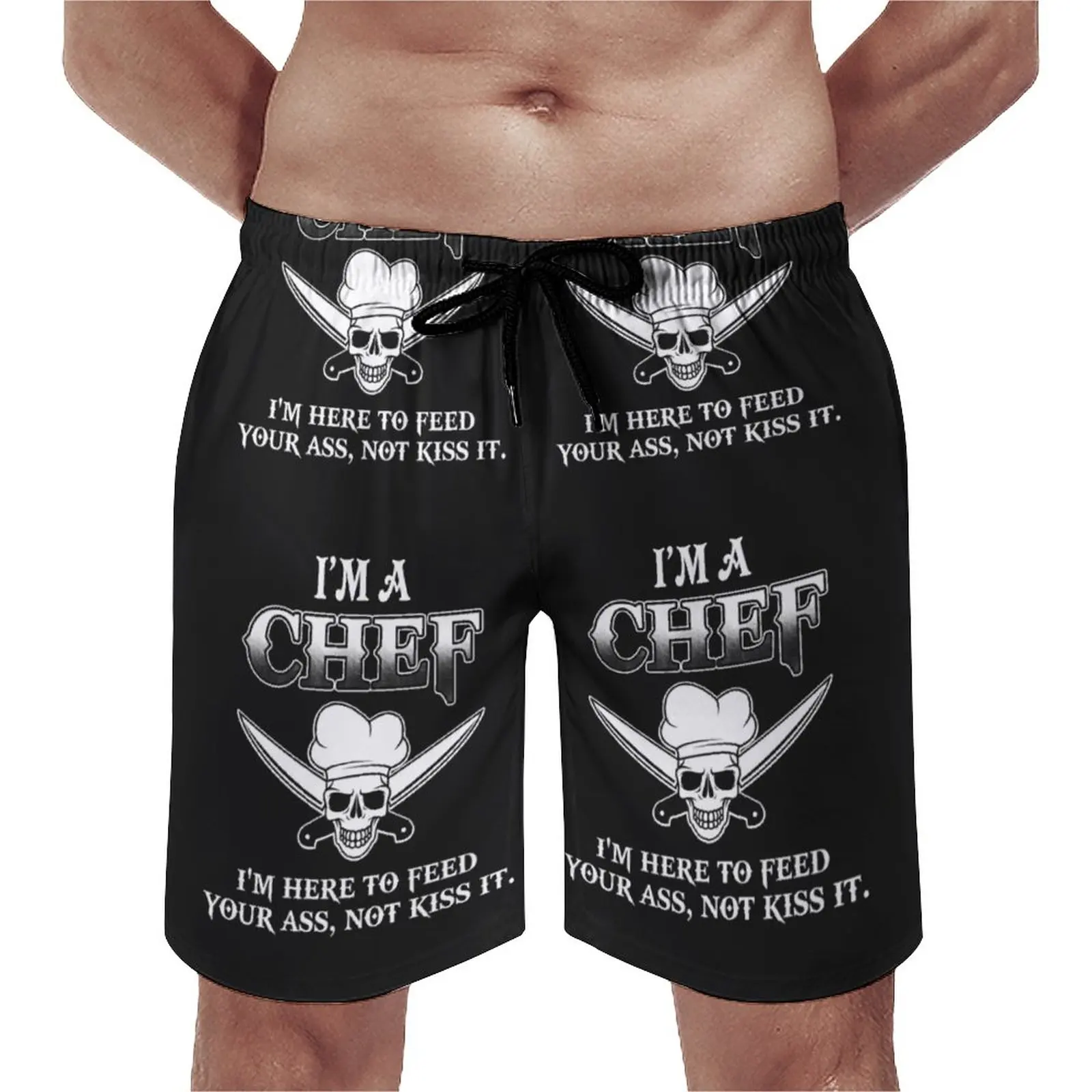 

Плавки мужские из полиэстера, плавки для плавания с принтом черепа, повара, для кормления задниц, плавки