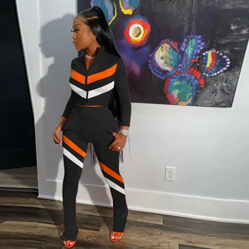 

Комплект из двух предметов Женский, Модный укороченный топ с прострочкой и штаны, Клубная одежда, спортивная уличная одежда для отдыха, Осен...