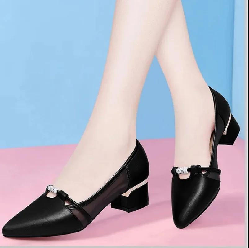 

Women Fashion Sweet Beige High Quality Spring Slip on Heel Shoes Lady Casual Comfort Black Snake Skin Pumps Zapatos Dama E9326