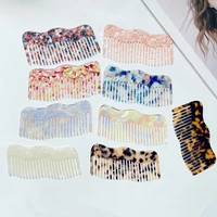 korean ins candy color acetate plate hair combs simple marble leopard print irregular portable travel massage comb for women