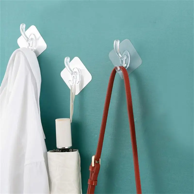 

Non-marking Wall Hooks Kitchen Organizer Strong Sticking Adhesive Wall Hook Transparent Key Holder Load-bearing Hooks