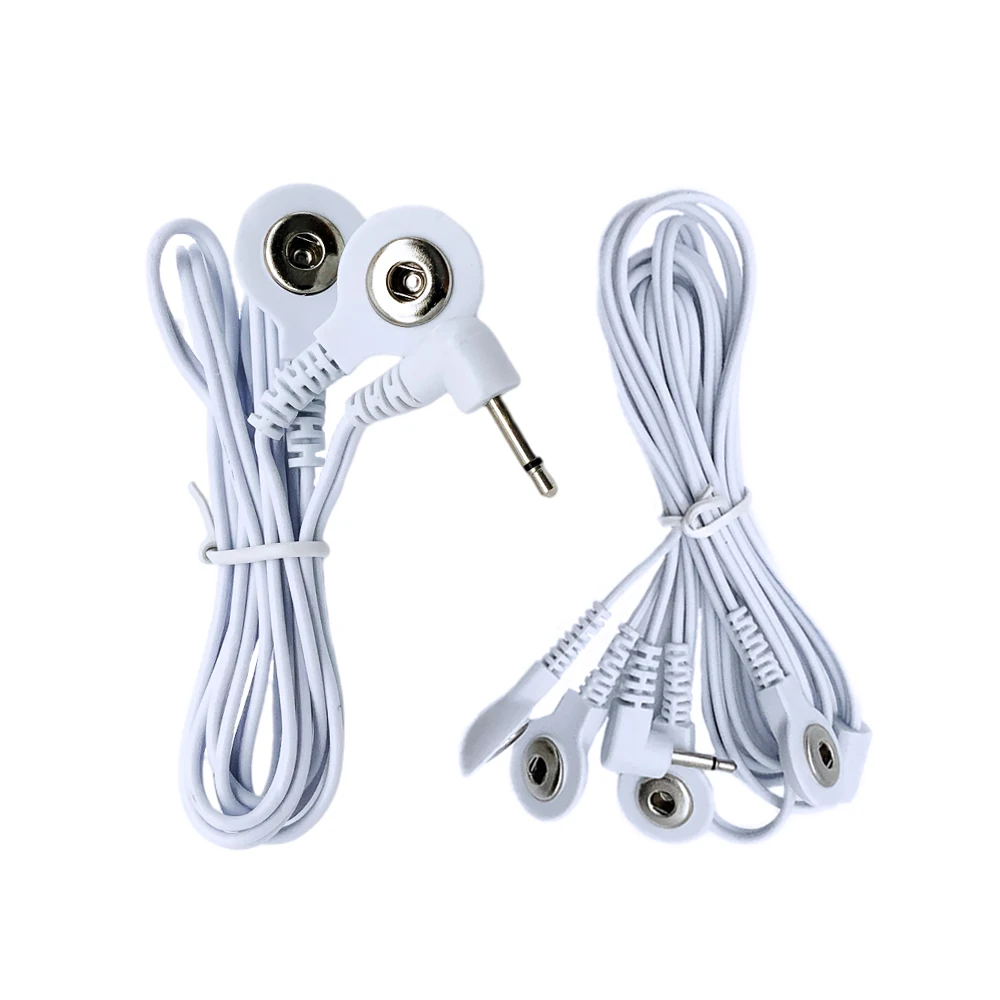 

White 2/4Buttons Electric Shock Wires Cable Electrotherapy Electrode Lead For Tens Massager Connection Cable Massage Relaxation