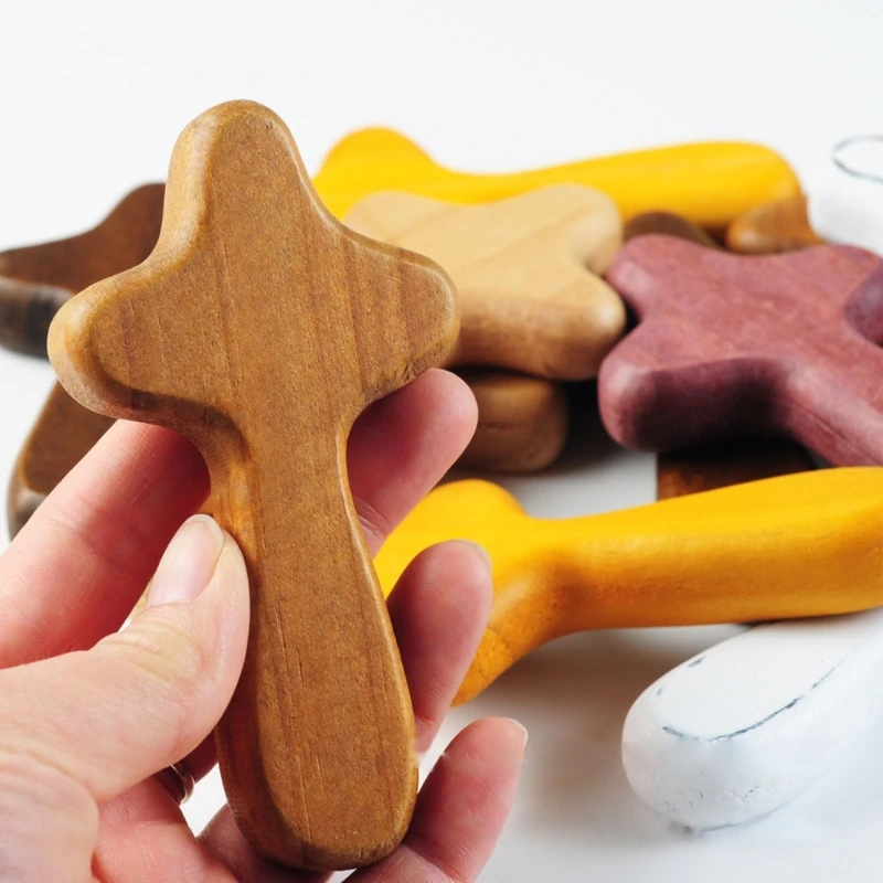 

Wooden Prayer Cross Christ Ornaments Holding Crosses Religious Charm Necklace Pendant Jewelry Making Gift for Kids Adult