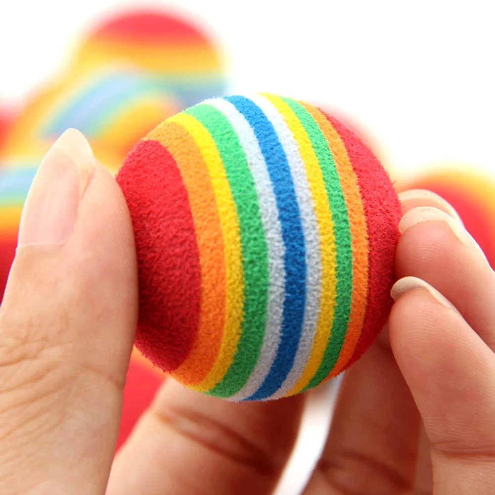 

1/10PCS EVA Pet Chew Ball 2 Sizes For Cats Dogs Rainbow Striped Chewing Interactive Funny Ball Teething Toy Pet accessories