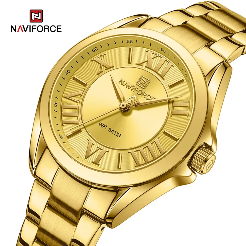 NAVIFORCE Women Quartz Bracelet Watches Simple Fashion Waterproof Wristwatch Stainless Steel Band Girl Clock Relogio Feminino