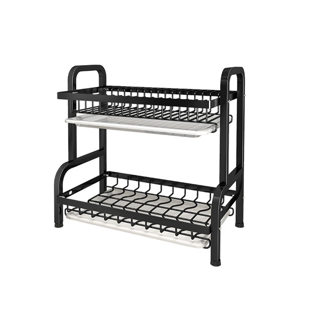 

2-Tier Dish Drainer Drying Rack Kitchen Countertop Plate Organizer Storage Shelf Drainage Rack Kitchen Dish Rack