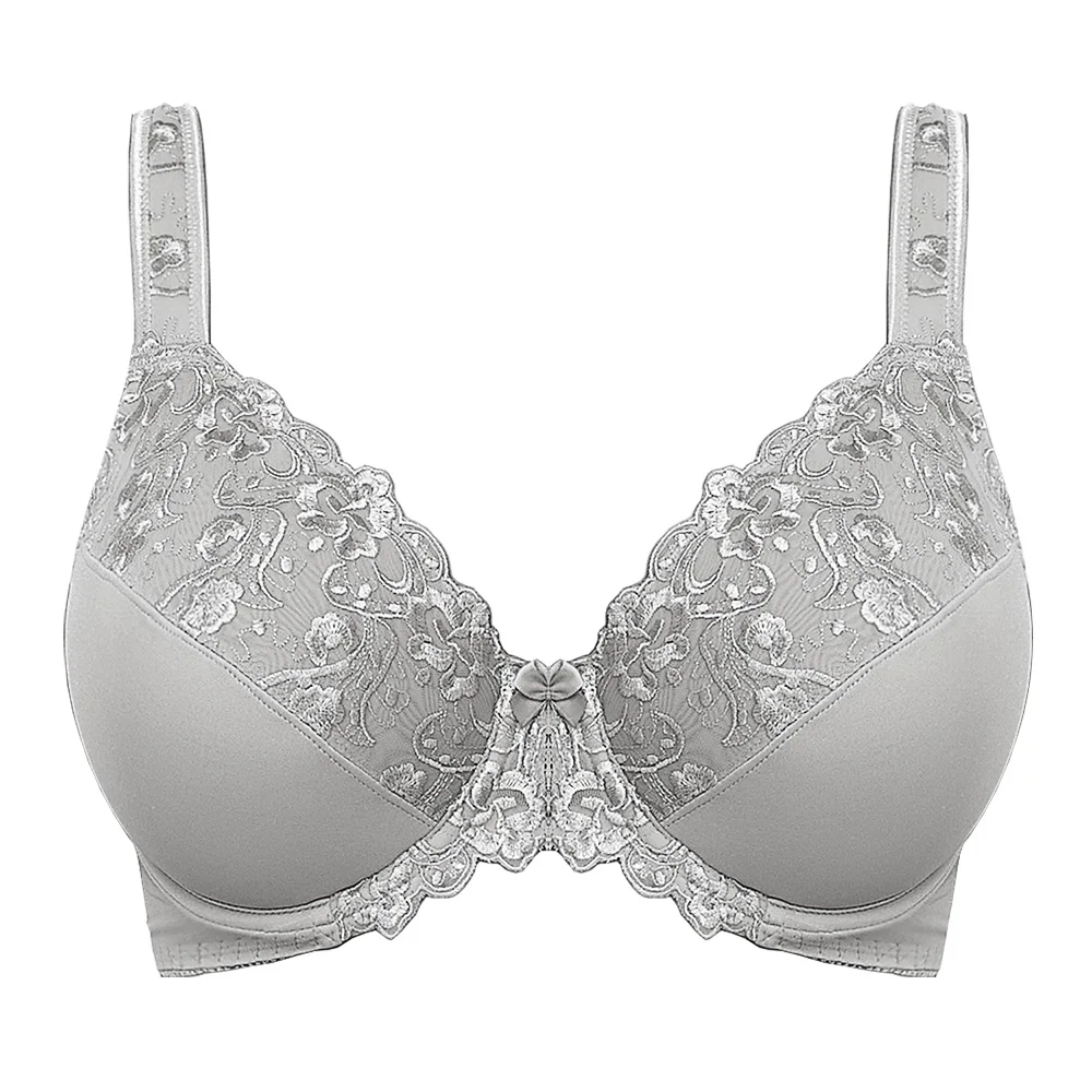 Bra For Women Lace Bra Full Coverage Minimizer Non-Padded Underwire Woman Bra Floral Embroidery Female Plus Size B C D E F G H I