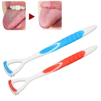 ergonomic tongue scraper bad breath removal tongue brush oral care cleaning tool