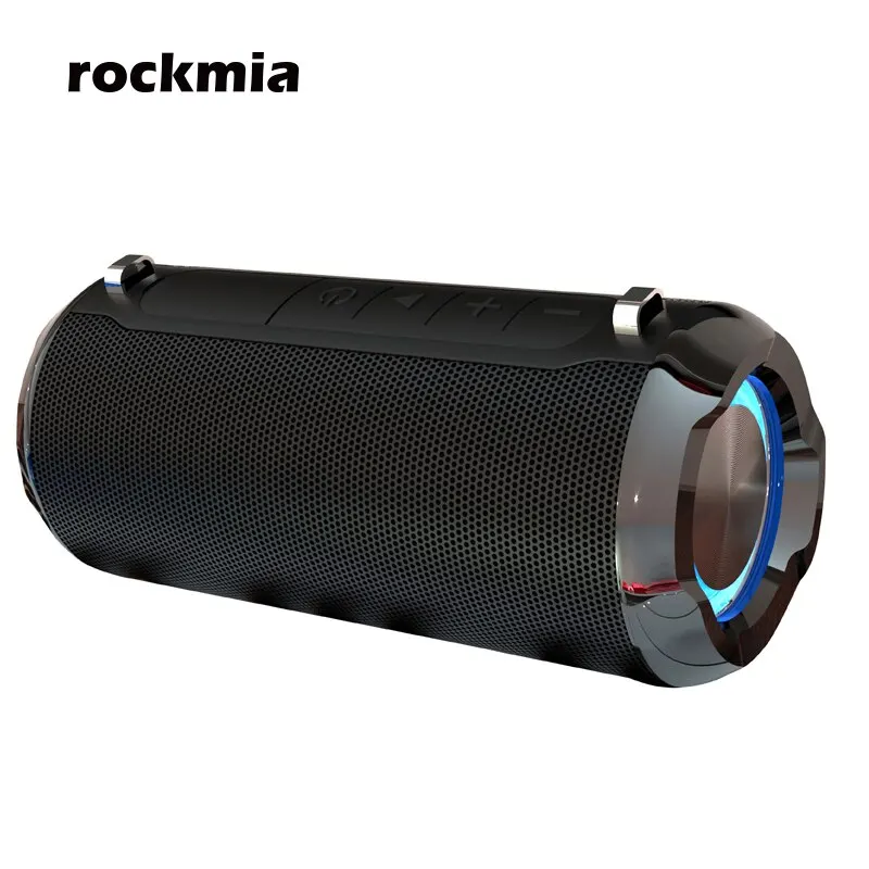 Popular RGB LED Lights Speaker Rockmia EBS-056 BT 5.0 Portable Wireless Bluetooth Music Player Micrphone Built TF Card Support