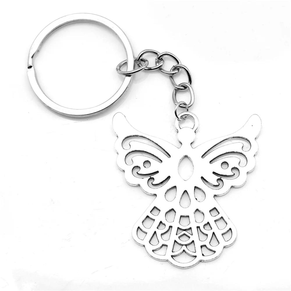 

1pcs Antique Silver Color 40x42mm Angel Keychain Handmade Jewerly Diy