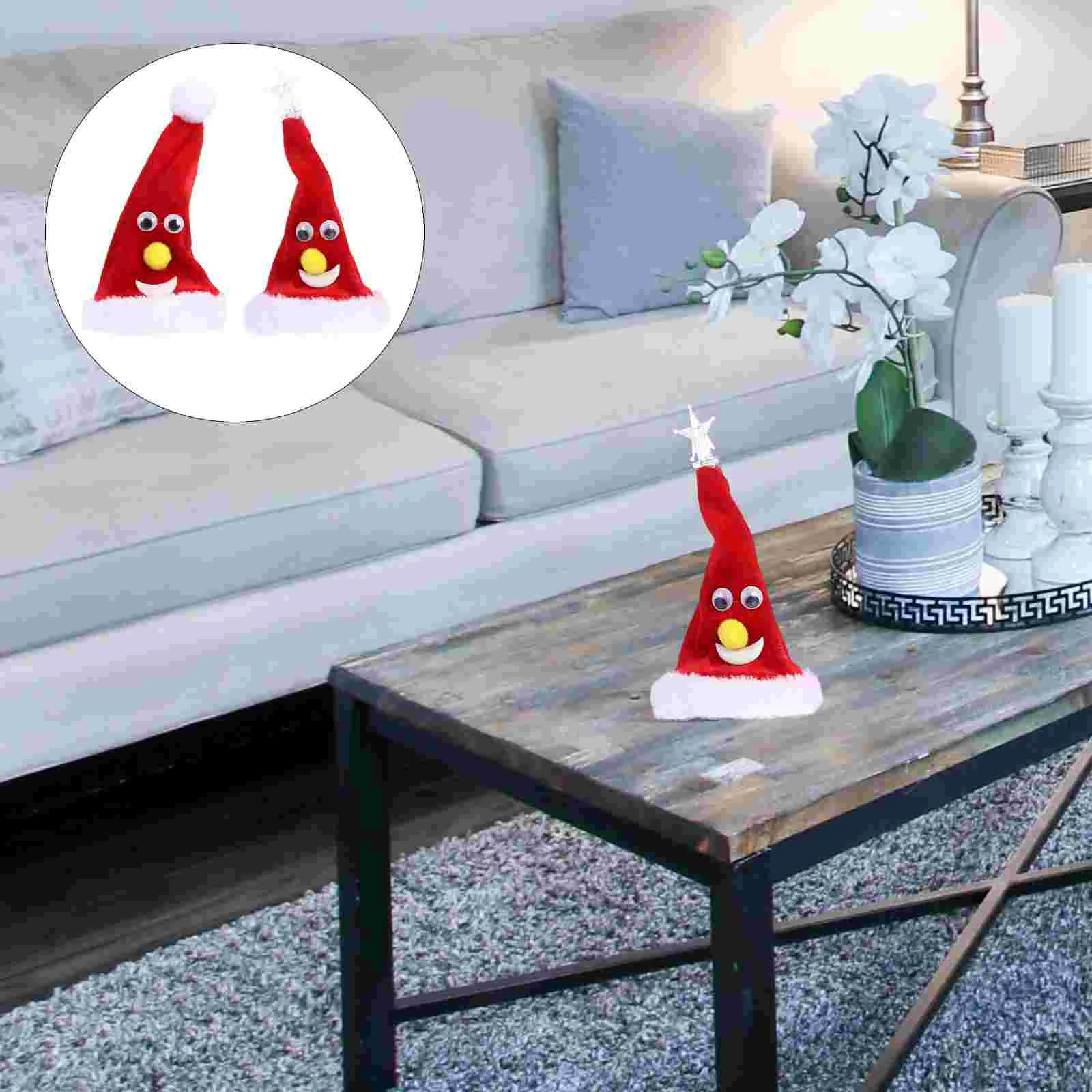 

Головной убор Санта, Рождественский костюм, качающийся праздничный косплей, аксессуары для электрических танцев, украшение для пения, шапк...