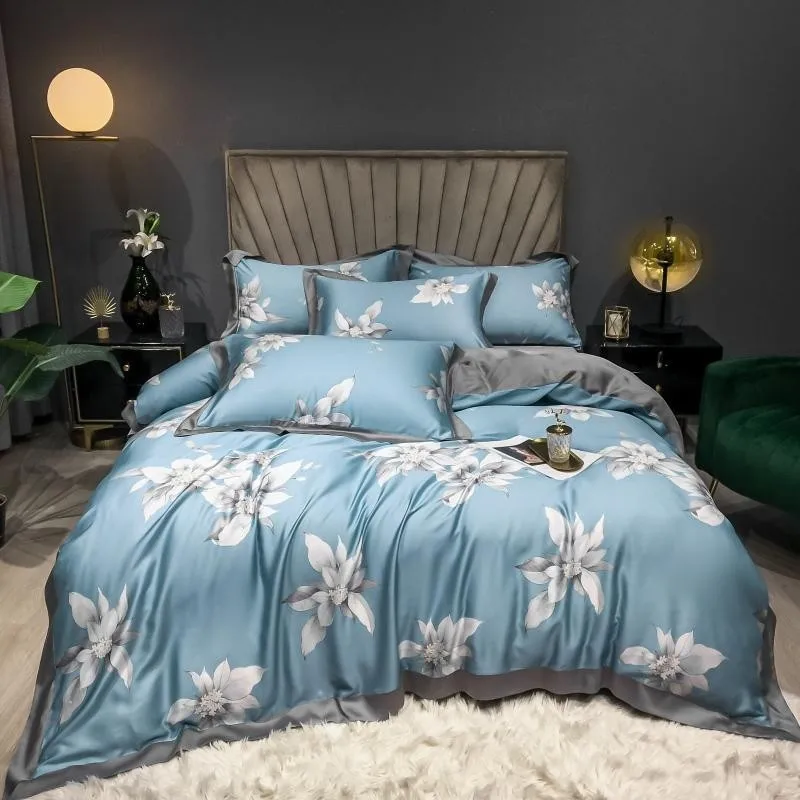 Fundas de almohada de eucalipto y Lyocell, ropa de cama suave de 600TC, romántica, Vintage, Floral, edredón, Sábana, tamaño personalizado