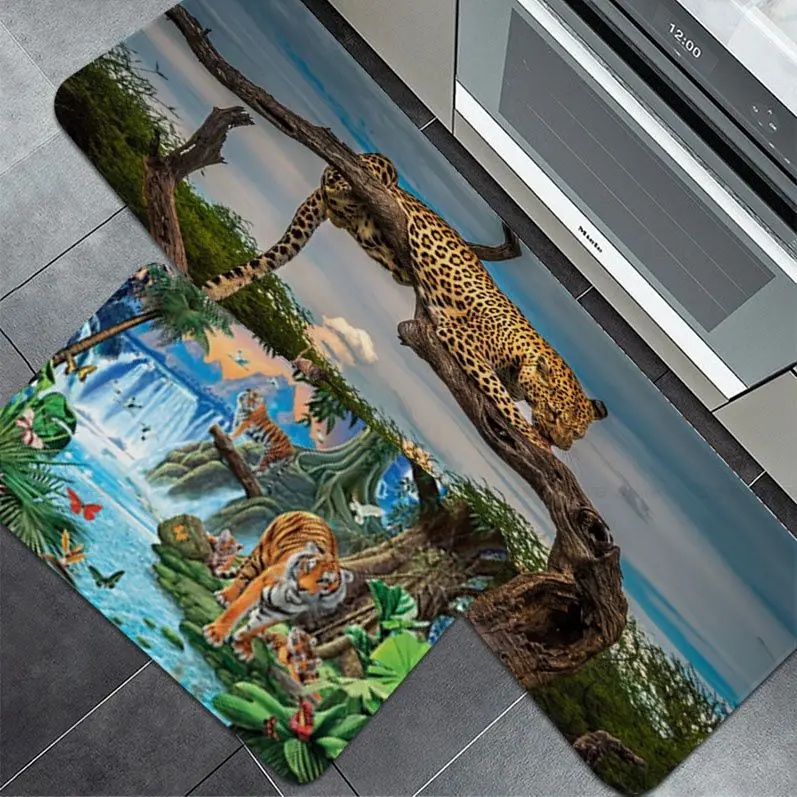 

King Of The Forest Tiger Floor Carpet Nordic Style Bedroom Living Room Doormat Home Balcony Anti-Slip Alfombra