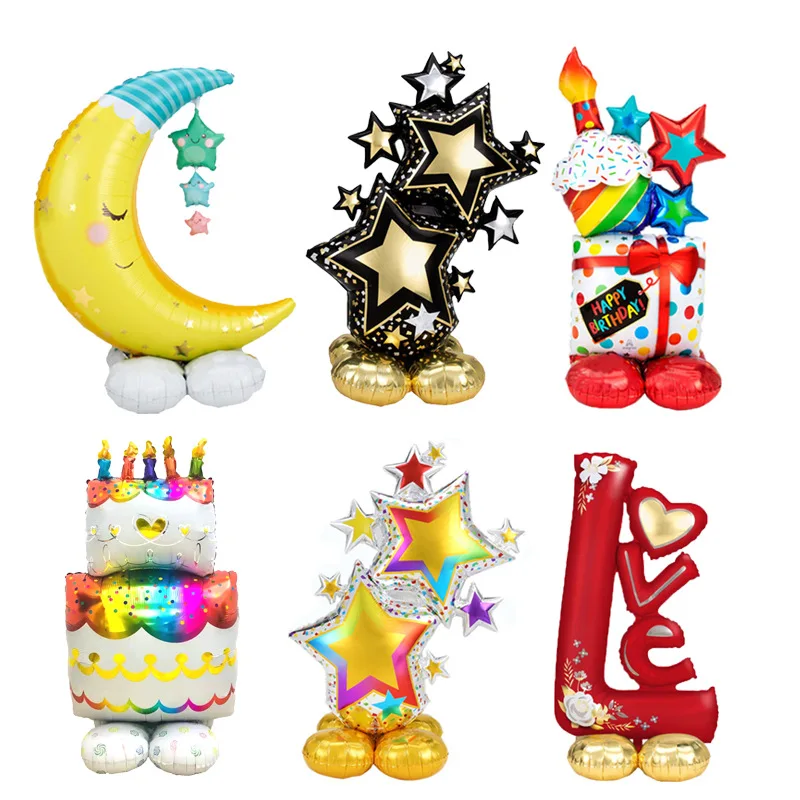 

2022 Standing Aluminum Film Balloons Children's Birthday Party Festive Home Decoration Supplies Large Pentagram Foil Balloons