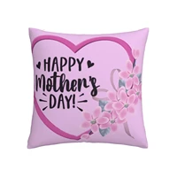 pink love happy mothers day square pillowcase polyester hidden zipper bed sofa living room gift for mom 18x18 inc
