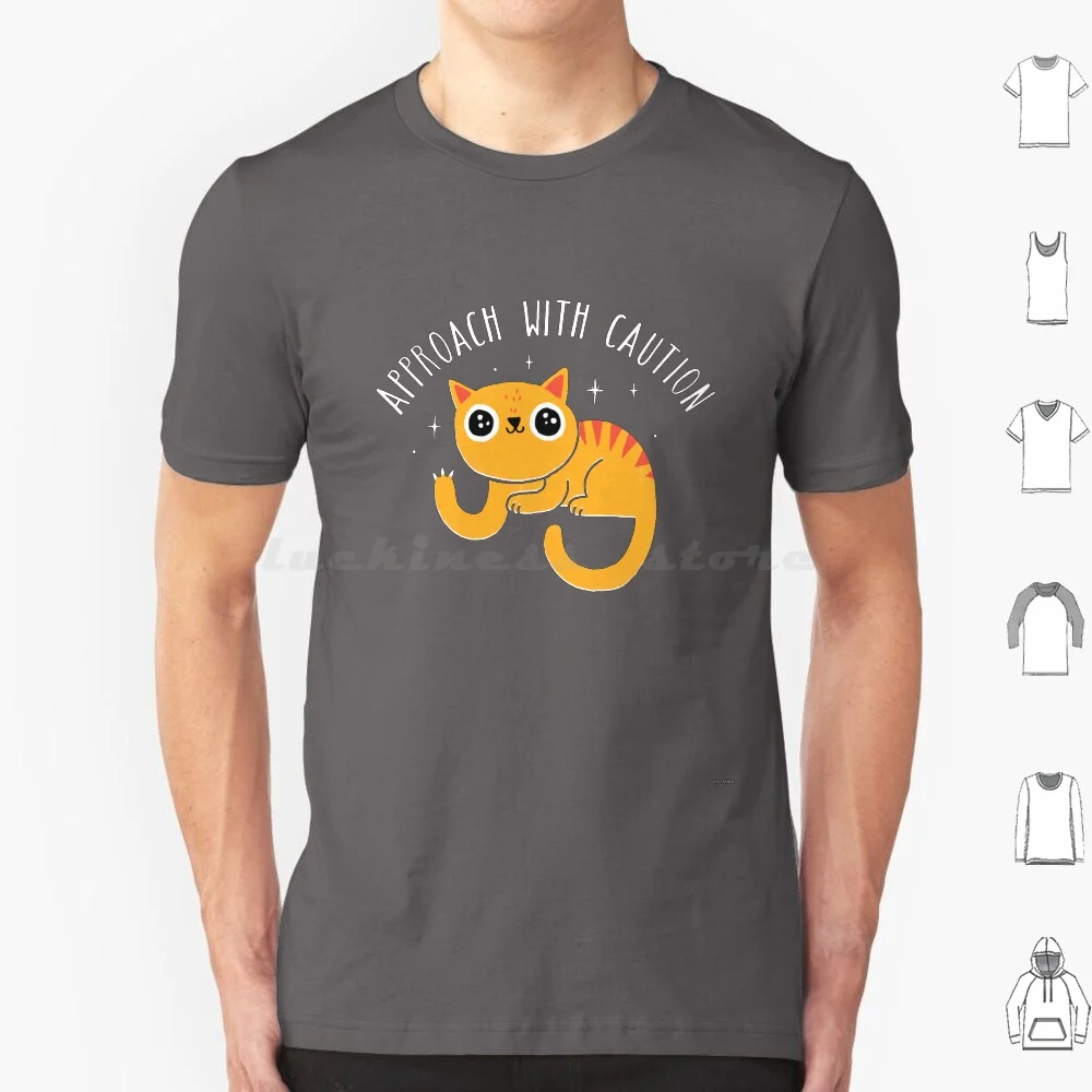 

Подход с осторожностью футболка хлопок Мужчины Женщины Мужчины Diy печать Кот кошки милый смешной персонаж Цитата Dinomike