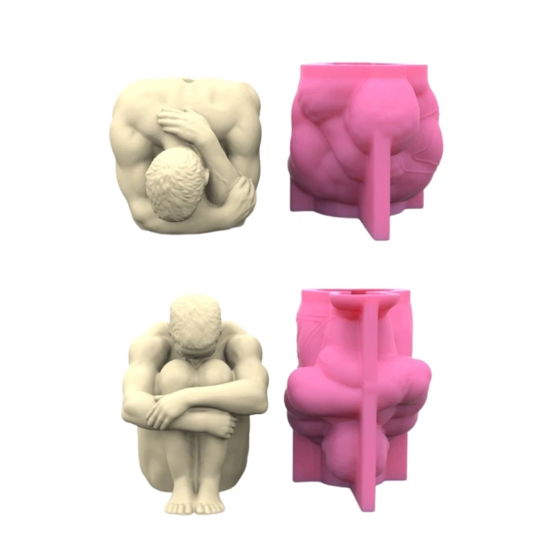 

Silicone FlowerPot Mold Candlestick Silicone Mold Yoga-Man Planter Vase Mold
