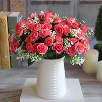 1 bouquet 15 heads rose pink silk bouquet peony fake flowers bud for wedding home party decoration artificial potted plant decor