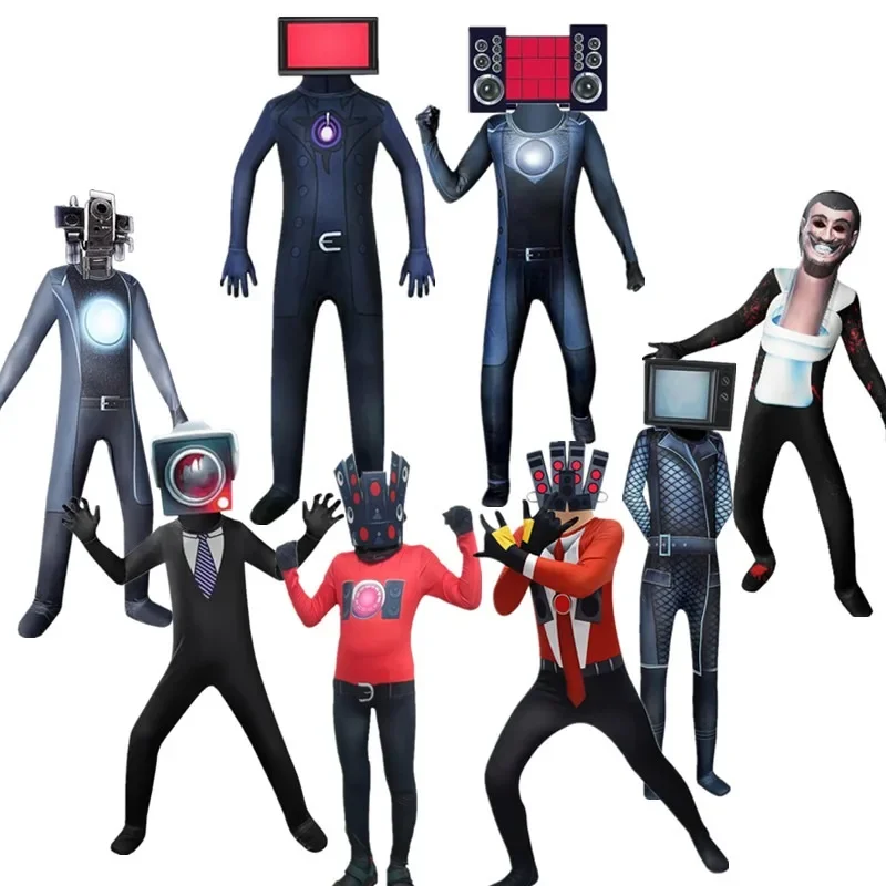 Детский костюм для косплея Skibidi T-унитаза мужской ТВ-камеры игр монитор мужские