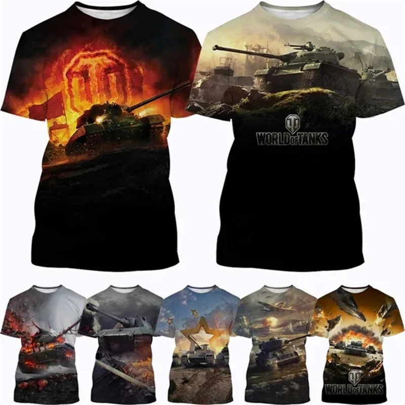 

World Of Tanks Men's 3D Painted T Shirt War Shooting Popularity Game Fashion Casual Tee Funny Cool Unisex StreetWear Tops Tees