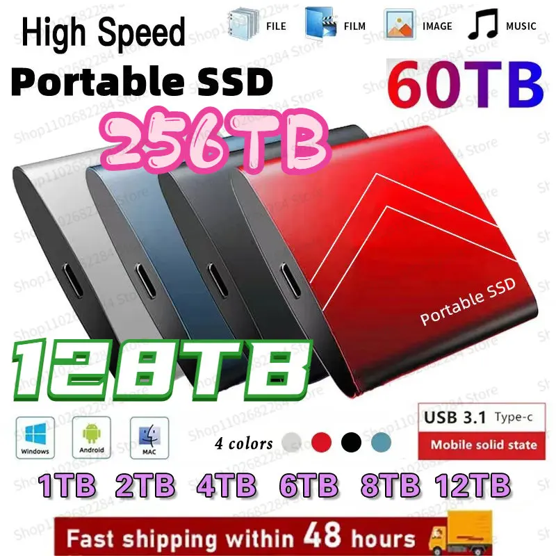 

External SSD 128TB Hard Disk 16TB HD 4tb Portable SSD 1TB Solid State Drives USB 3.1 Type C 8TB Hard Drive for Computer Laptops