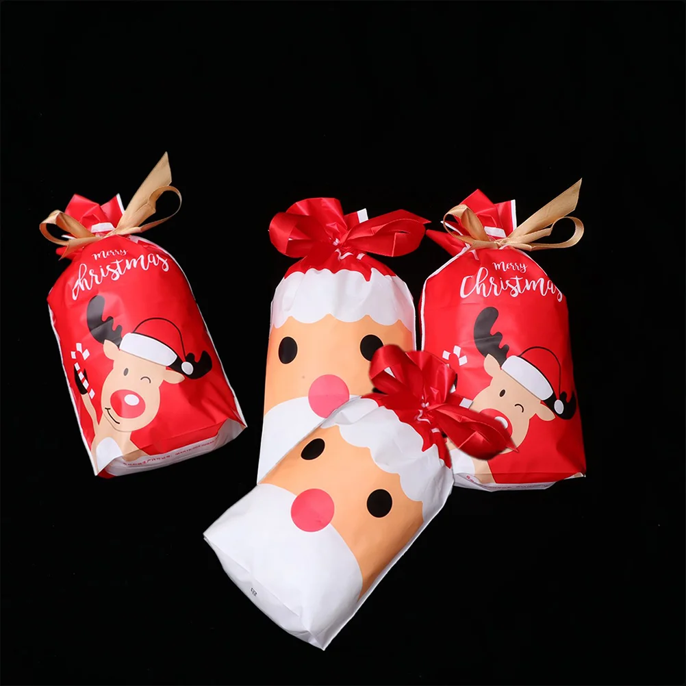

50pcs Christmas Drawstring Bags Drawstring Bags Cookie Packaging Bags Santa Gift Sack Cookie Bags For Gift Giving