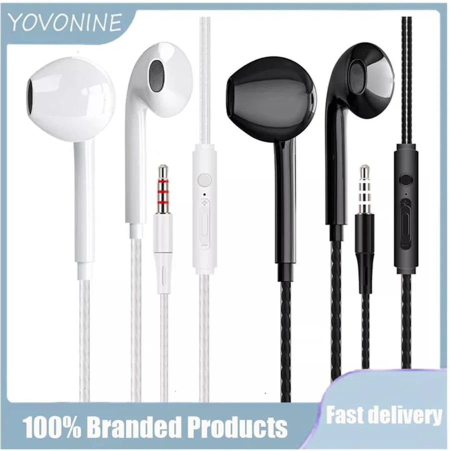 

YOVONINE 3.5mm Wired Earphones Bass Stereo Earbuds Sports Headphones with Mic Stereo Headset for Phone Samsung Xiaomi Huawei PC