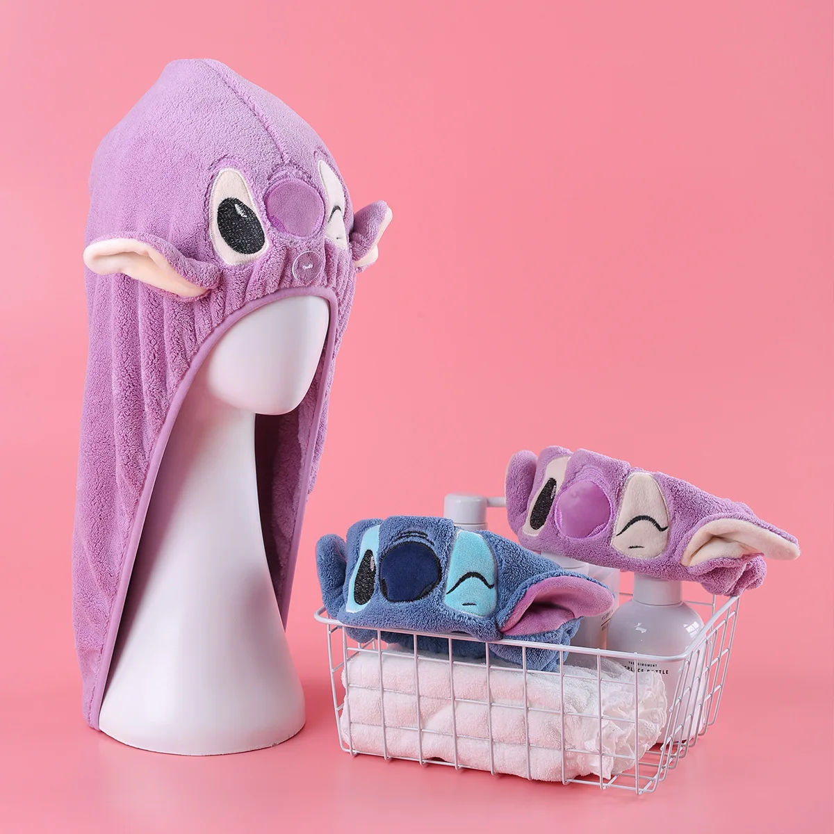 

Lilo&Stitch Amine Figure Super Absorbent Dry Hair Hat Disney Stitch Angle Turban Thickened Quick Dry Wipe Turban Christmas Gift